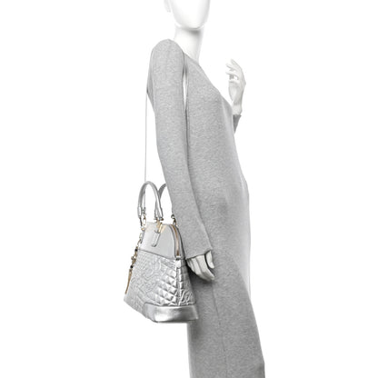 Versace Metallic Quilted Nappa Altea Vanitas Lady Athena Silver 2 of 13