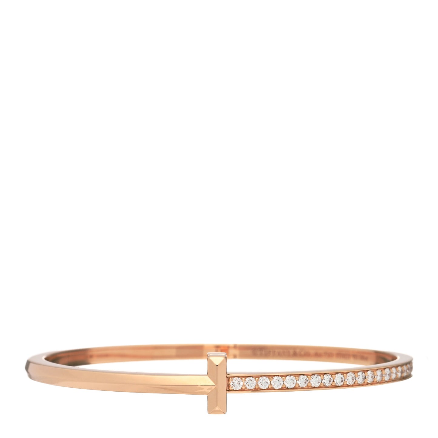 18K Rose Gold Diamond Narrow T1 Hinged Bangle Bracelet