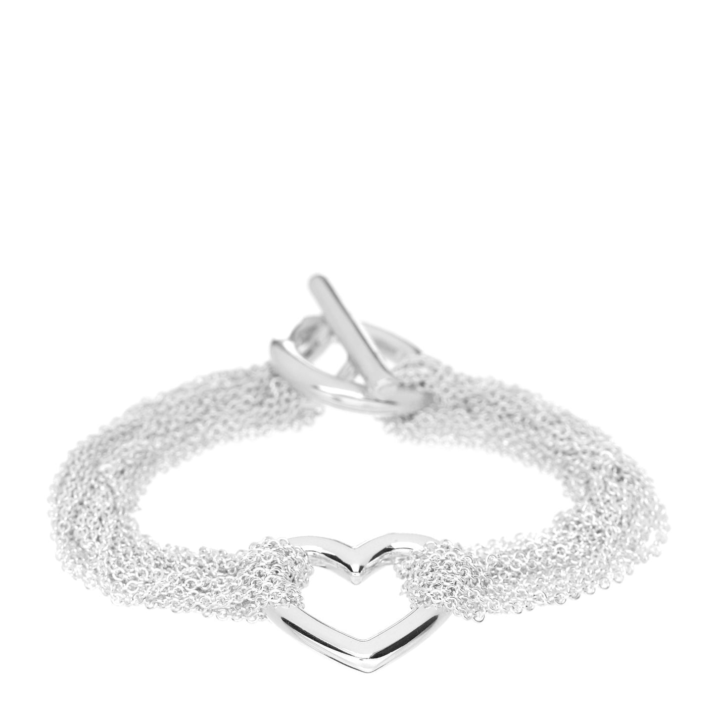 Sterling Silver Open Heart Multi Strand Bracelet