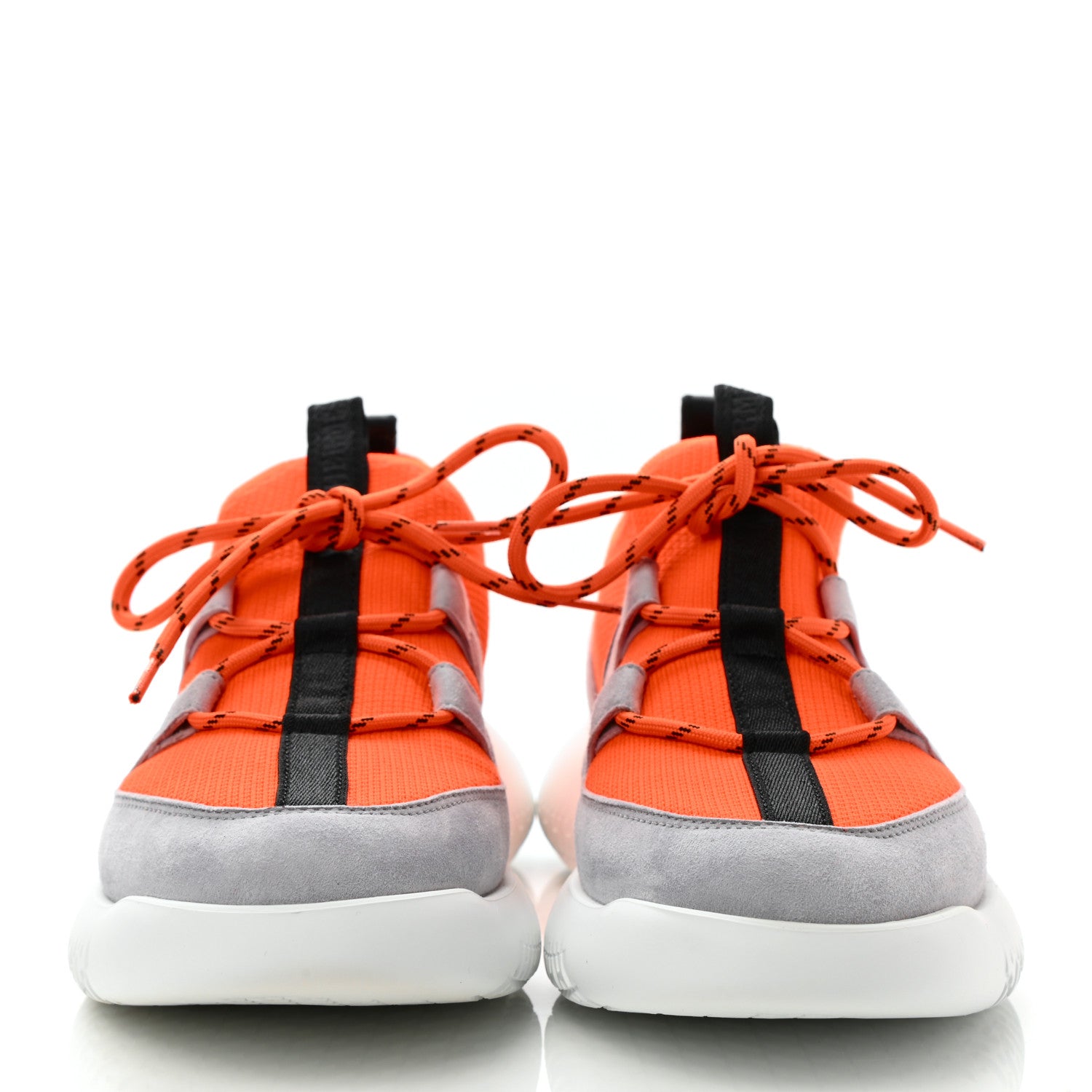 Hermes Technical Canvas Suede Goatskin Womens Duel Sneakers 37 Orange Multicolor 2 of 9