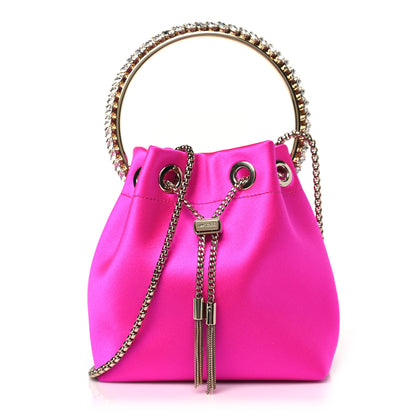 Jimmy Choo Satin Crystal Embellished Bon Bon Bag Fuchsia 1 of 9