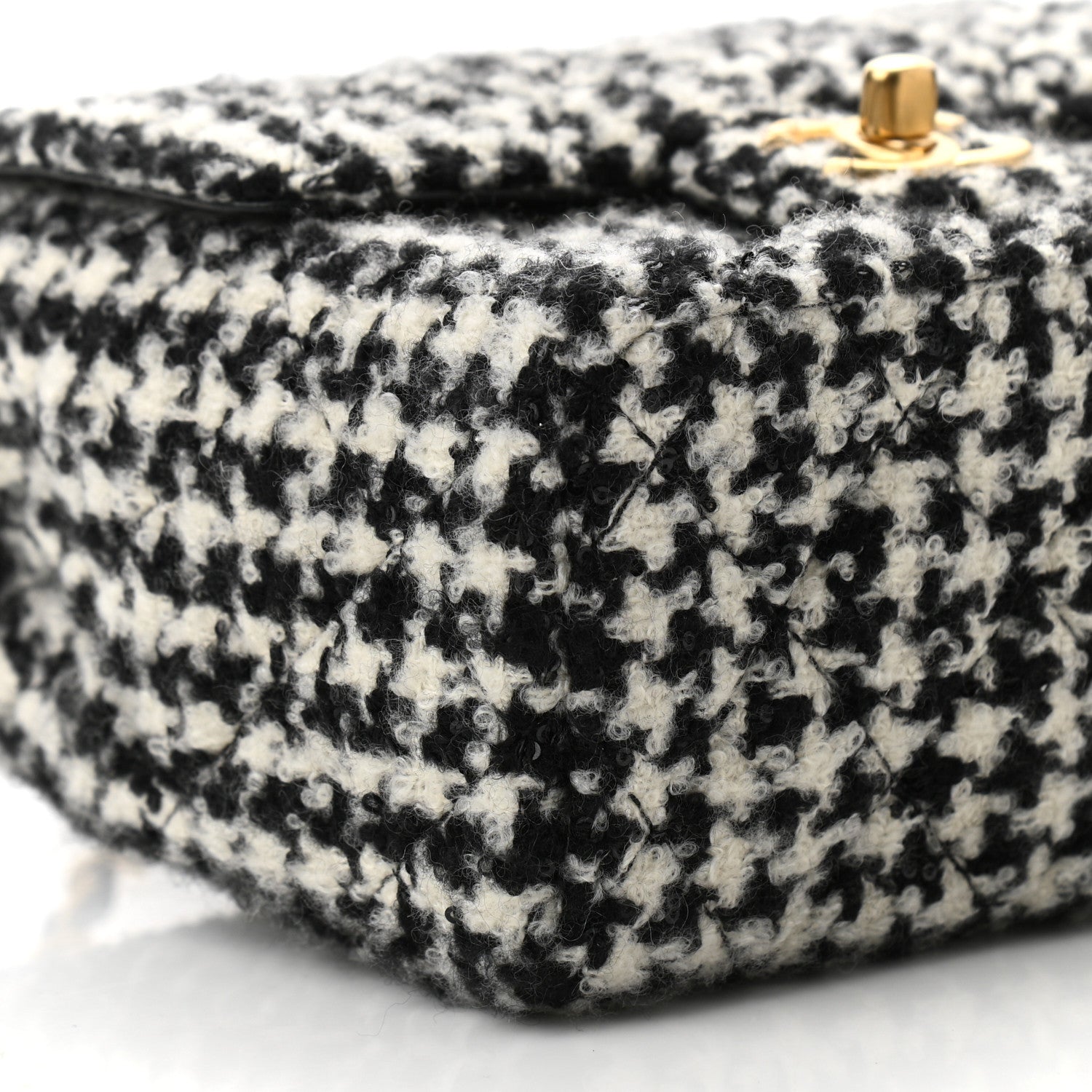 Chanel Tweed Houndstooth Quilted Mini Square Flap White Black 9 of 11