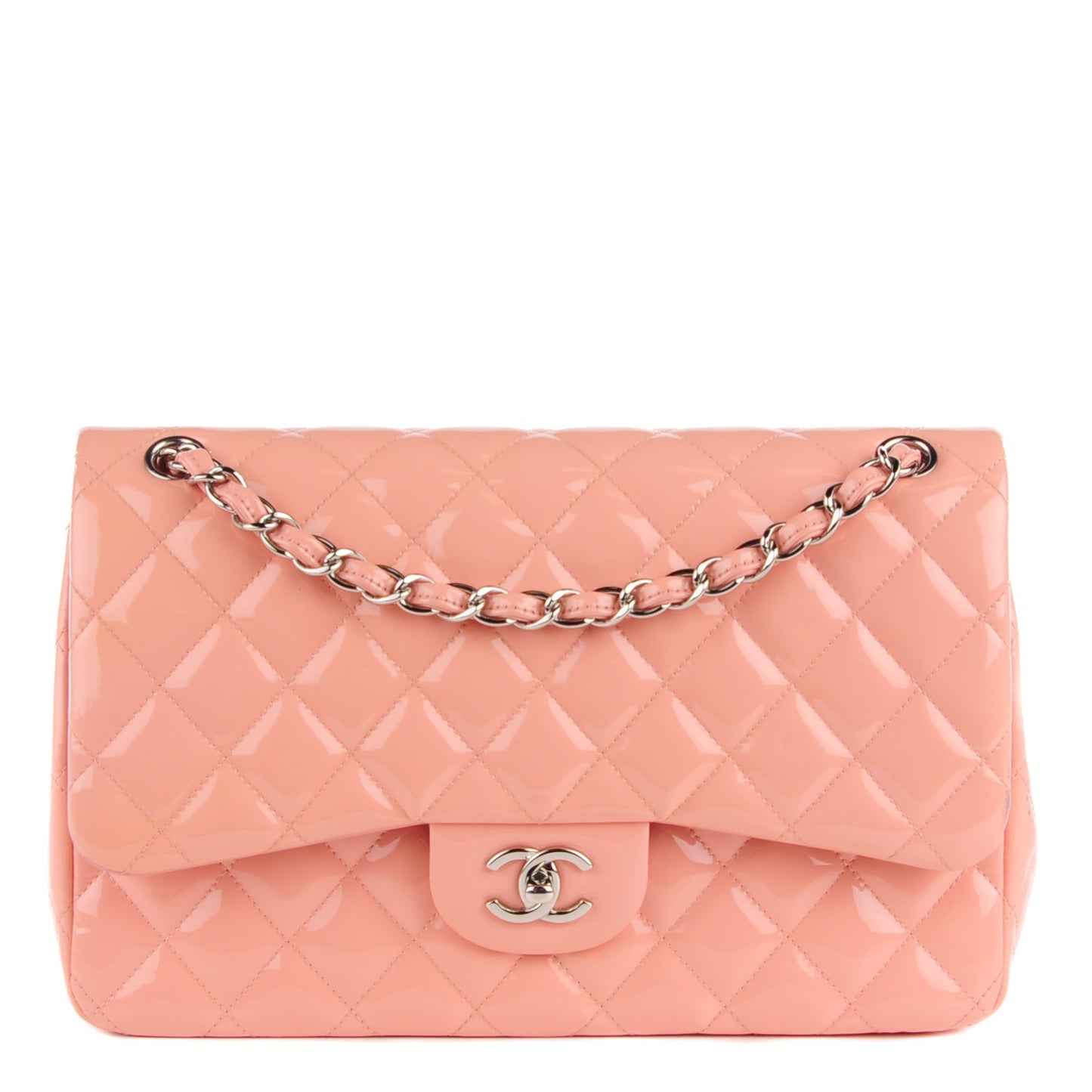 Patent Quilted Jumbo Double Flap Pink