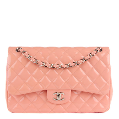 Chanel Patent Quilted Jumbo Double Flap Pink 1 of 8