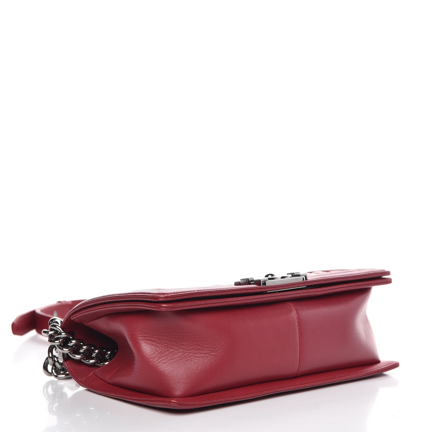 Chanel Calfskin Chevron Quilted Medium Chain Boy Flap Red 4 of 10