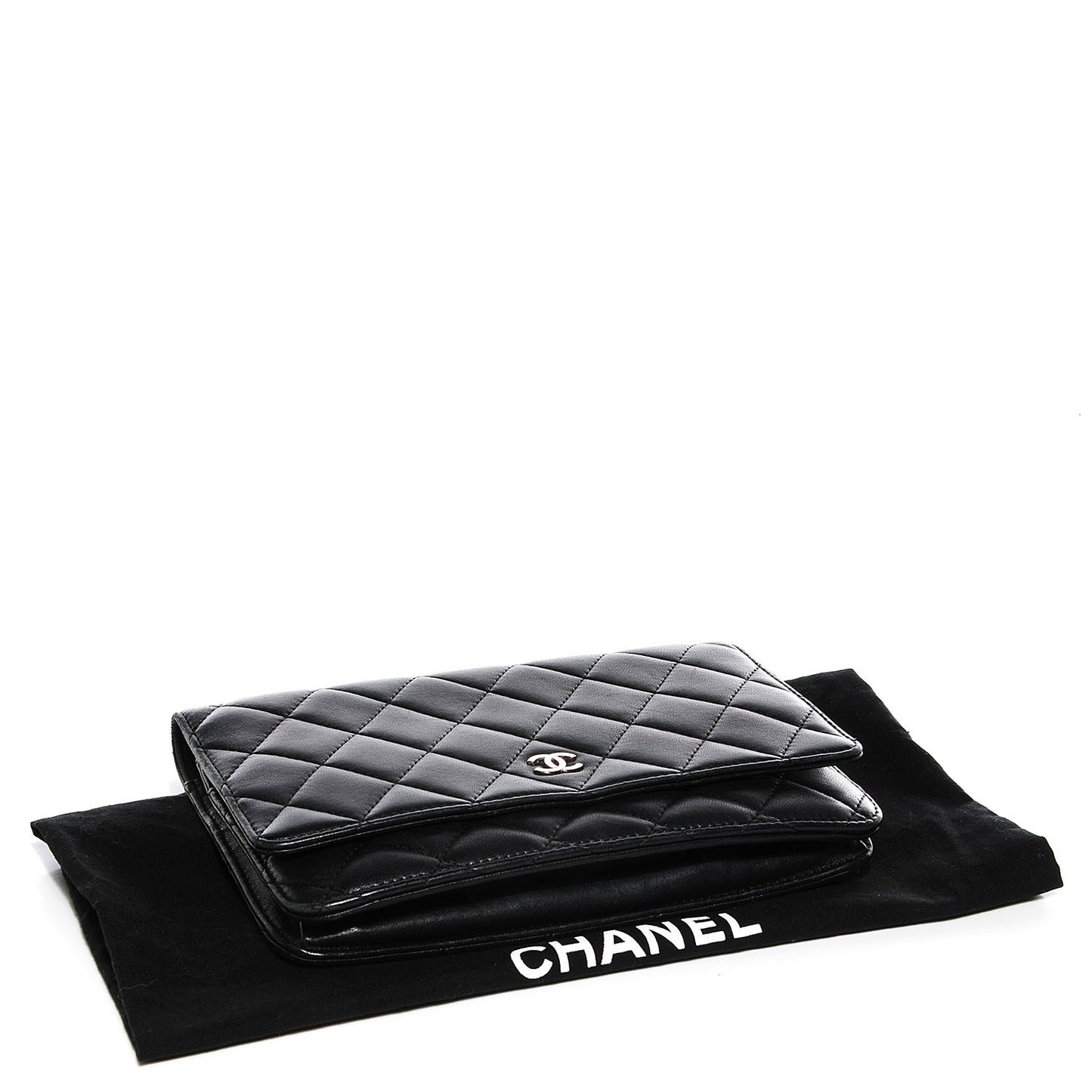 Lambskin Quilted Wallet On Chain WOC Black
