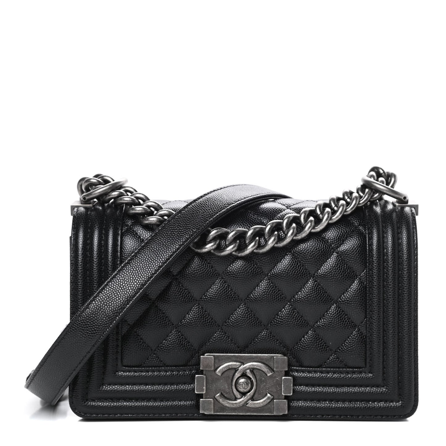 Caviar Quilted Small Boy Flap Black