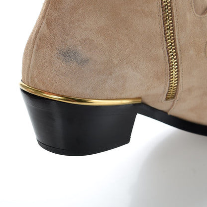 Chloe Suede Sheepskin Studded Susanna Ankle Boots 36.5 Beige Gold 8 of 14