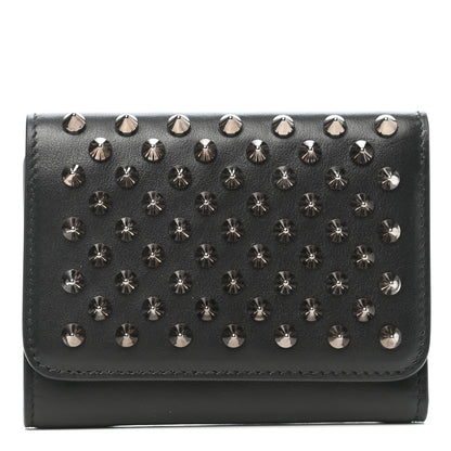 Christian Louboutin Calfskin Spiked Macaron Mini Spiked Wallet Black 1 of 6