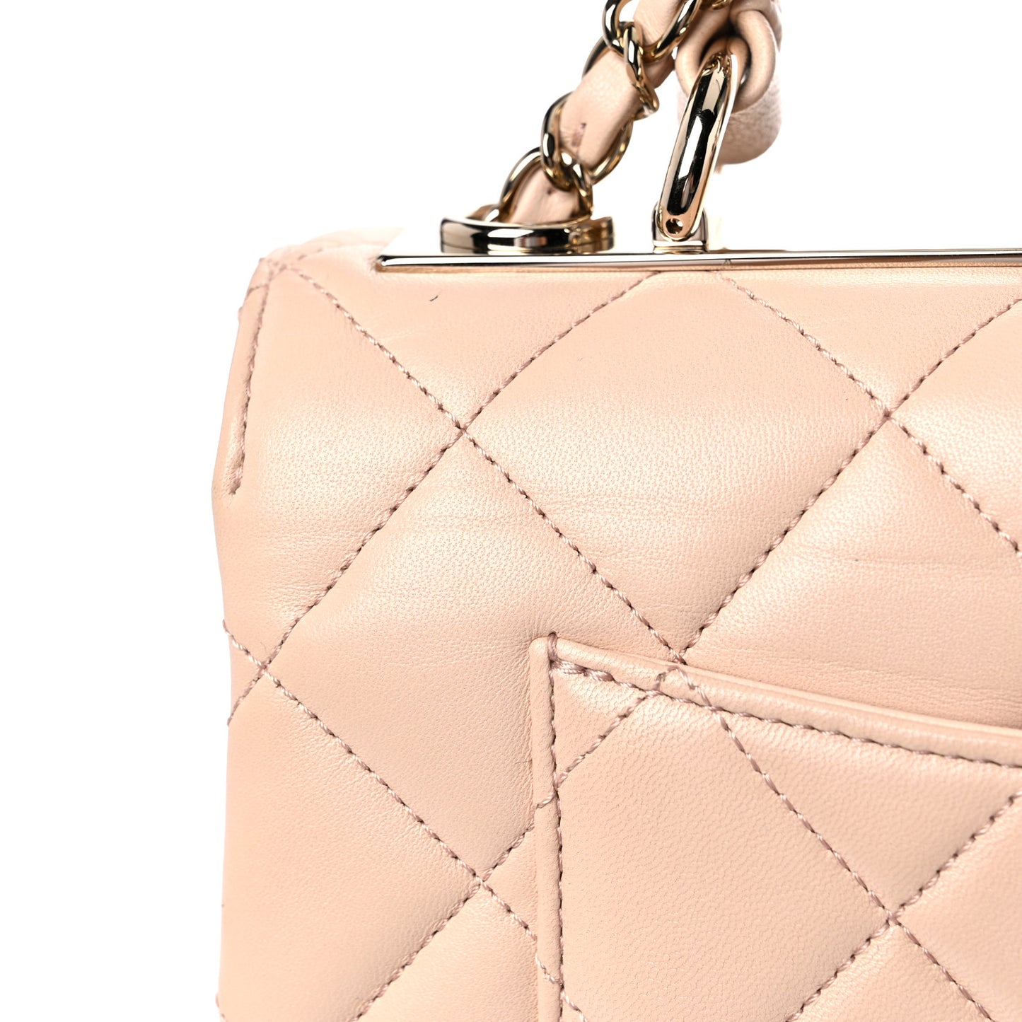 Lambskin Quilted Small Trendy CC Dual Handle Flap Bag Beige