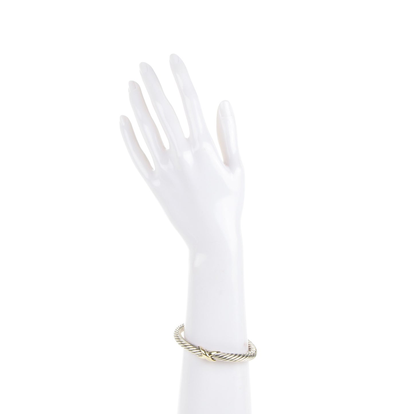 Sterling Silver 14K Yellow Gold 7mm X Station Cable Bracelet