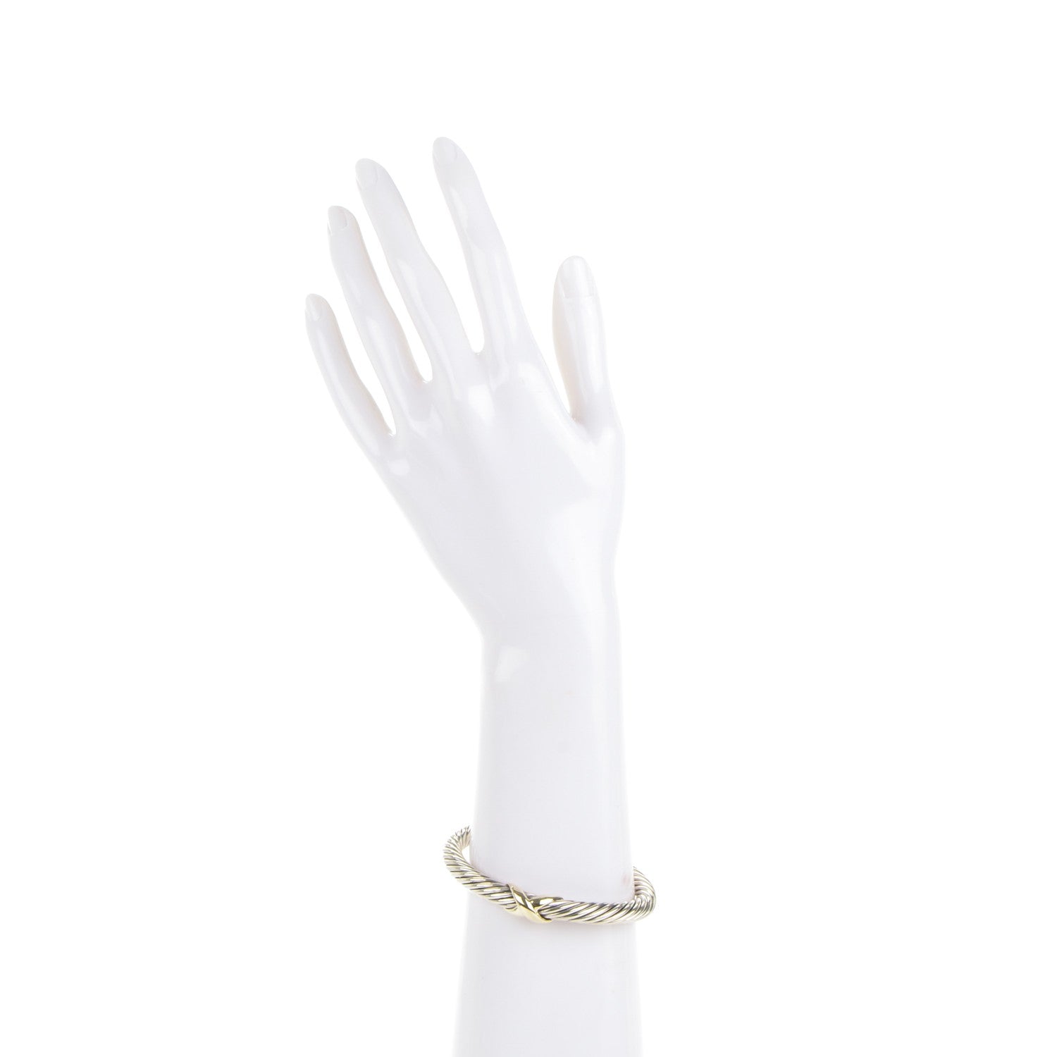 David Yurman Sterling Silver 14K Yellow Gold 7mm X Station Cable Bracelet 2 of 4