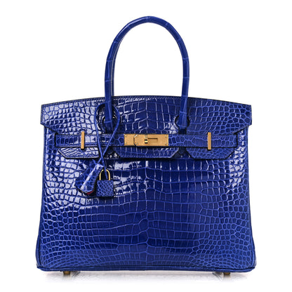 Hermes Shiny Porosus Crocodile Horseshoe Birkin 30 Bleu Electrique Magnolia 1 of 13