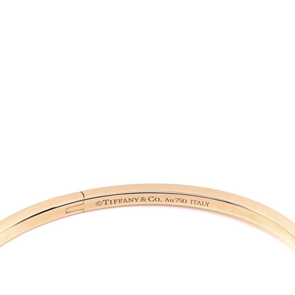Tiffany 18K Rose Gold Narrow T T1 Hinged Bangle Bracelet 4 of 5