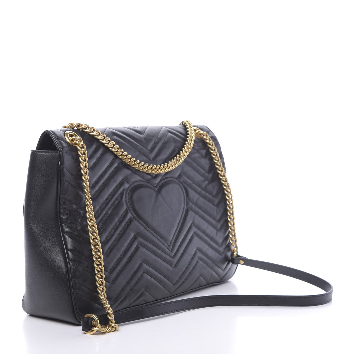 Calfskin Matelasse Large GG Marmont Shoulder Bag Black