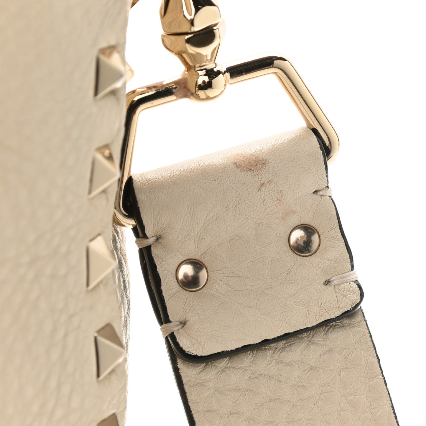 Pebbled Calfskin Small Rockstud Flip-Lock Messenger Bag Light Ivory