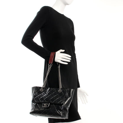 Chanel Glazed Calfskin Quilted Small Duo Color Tote Black 2 of 14