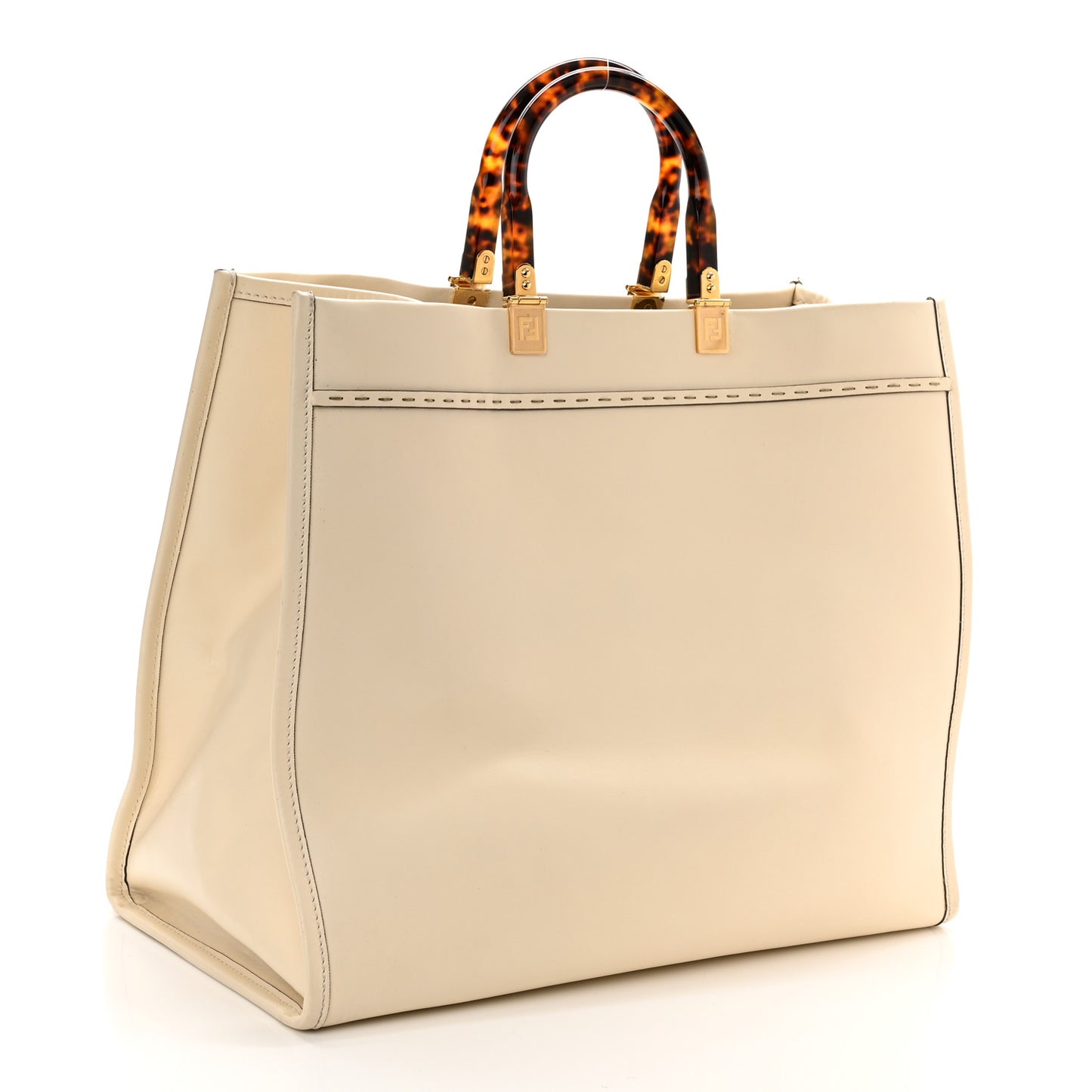 Vitello King Plexiglass Logo Embossed Large Fendi Sunshine Shopper Tote White Ice