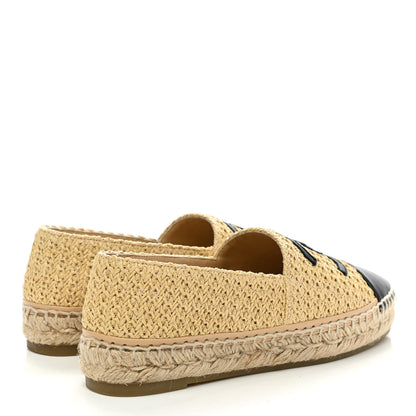 Chanel Braided Fabric Lambskin CC Espadrilles 38 Beige Black 4 of 11