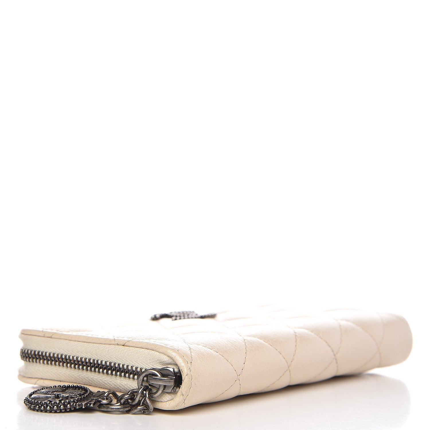 Chanel Metallic Calfskin Quilted Small CC Zip Around Wallet Pearl 4 of 9