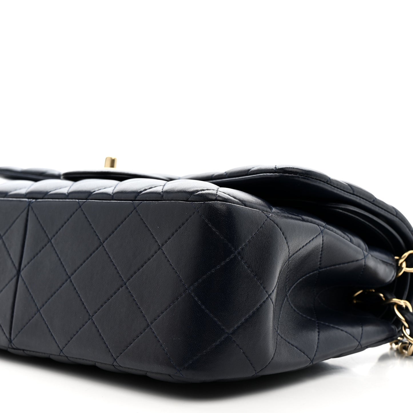 Lambskin Quilted Jumbo Double Flap Navy