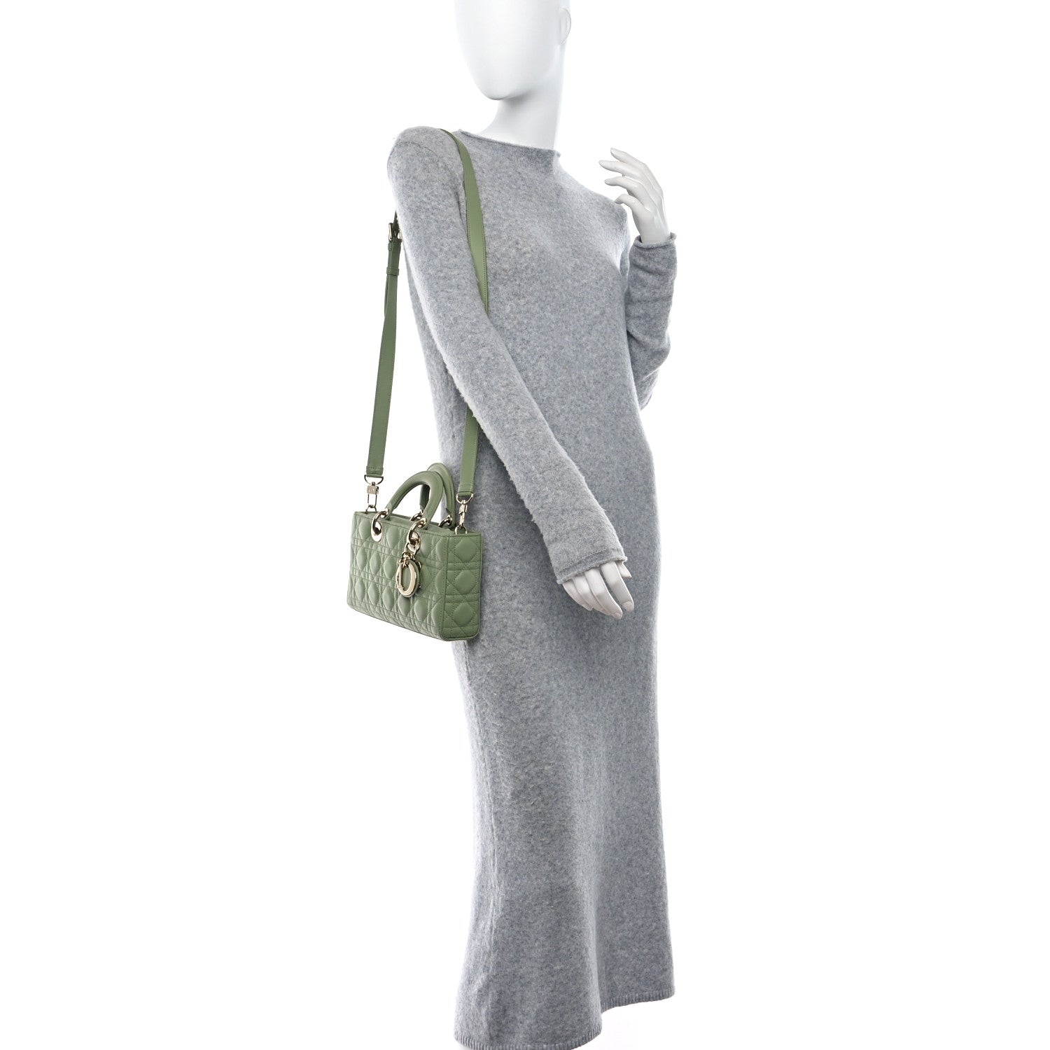 Christian Dior Lambskin Cannage Medium Lady D-Joy Pastel Peyote Green 2 of 8