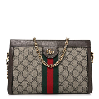 Gucci GG Supreme Monogram Web Small Ophidia Chain Shoulder Bag Brown 1 of 10