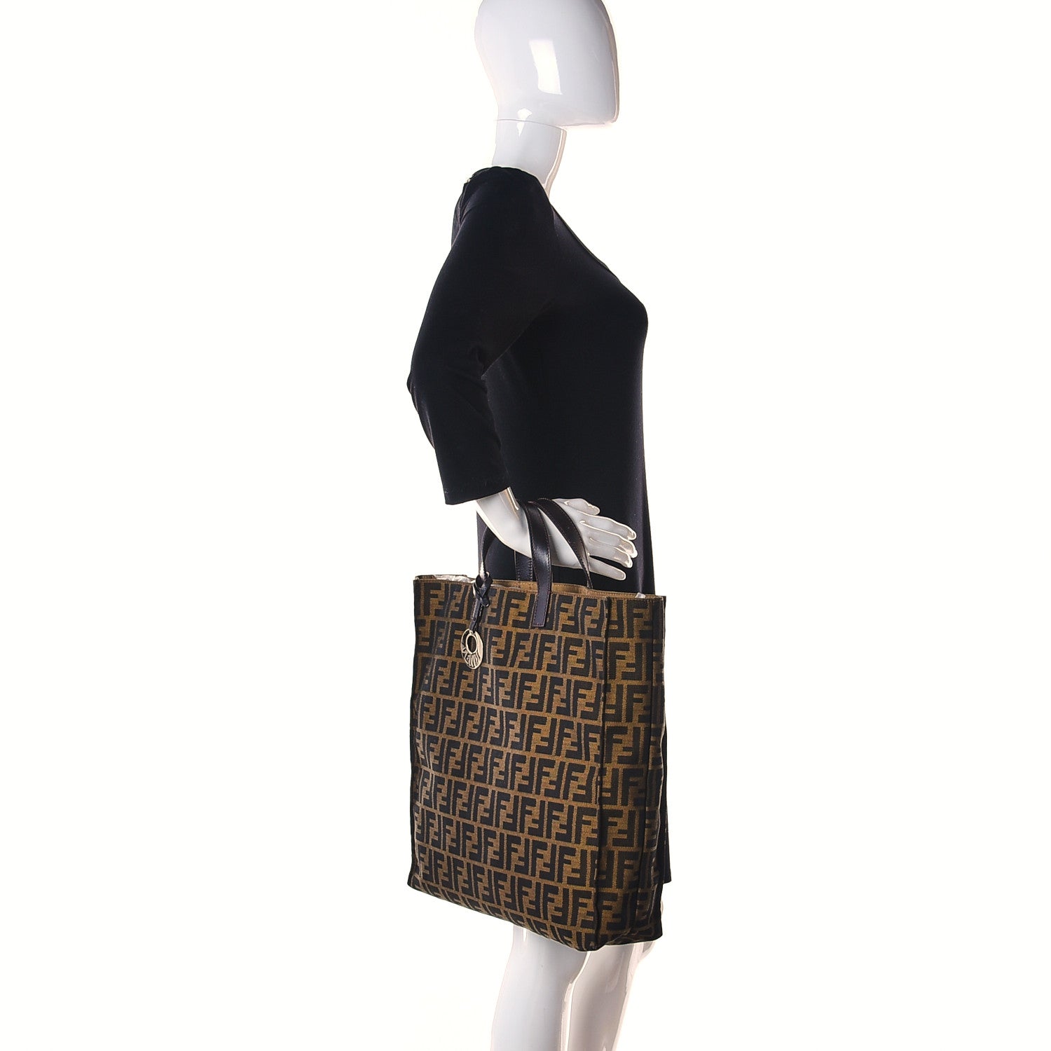 Fendi Zucca Vitello Artic Special Shopping Tote Tobacco Castagna 2 of 10