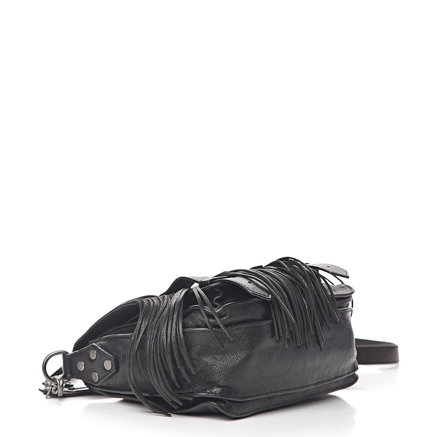 Lambskin Fringe PS1 Crossbody Pouch Black