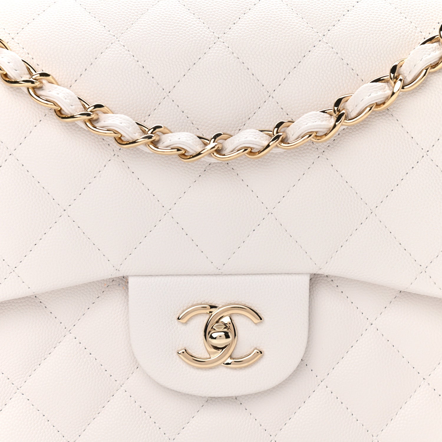 Chanel Caviar Quilted Jumbo Double Flap White 8 of 11