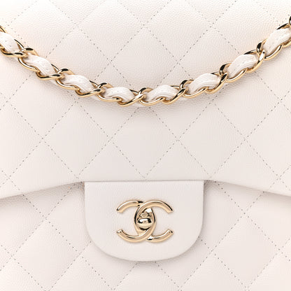 Chanel Caviar Quilted Jumbo Double Flap White 8 of 11