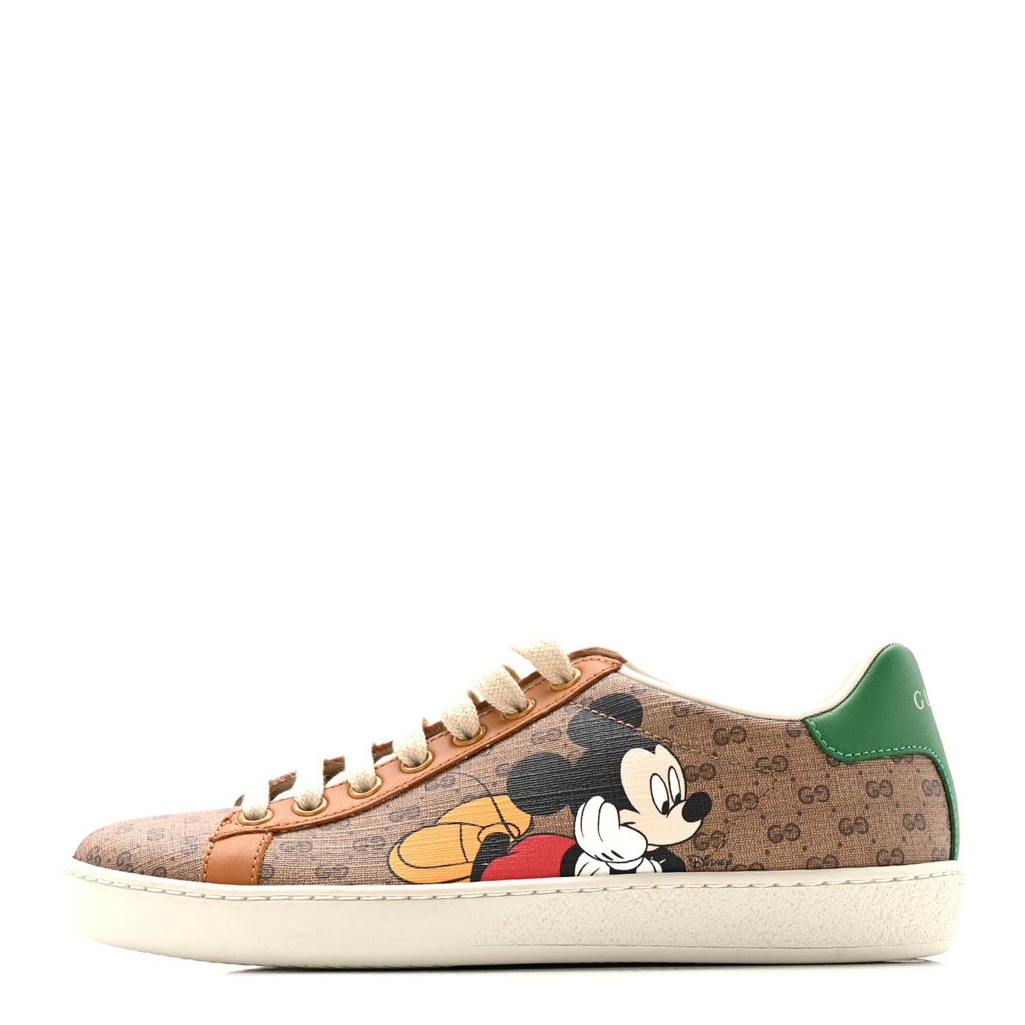 X DISNEY Mini Vintage GG Supreme Monogram Mickey Mouse Womens Ace Sneakers 35 Beige Vintage Sun Oil