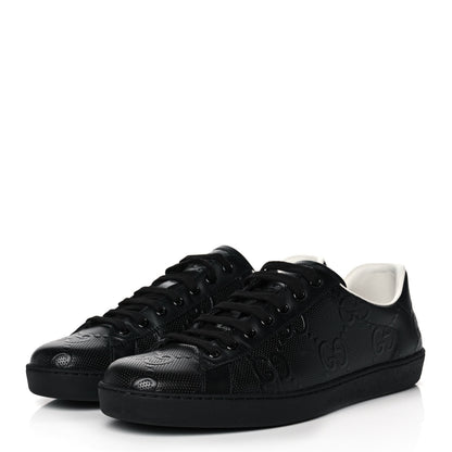 Gucci Calfskin GG Tennis Embossed Mens Ace Sneakers 9.5 Black 3 of 12