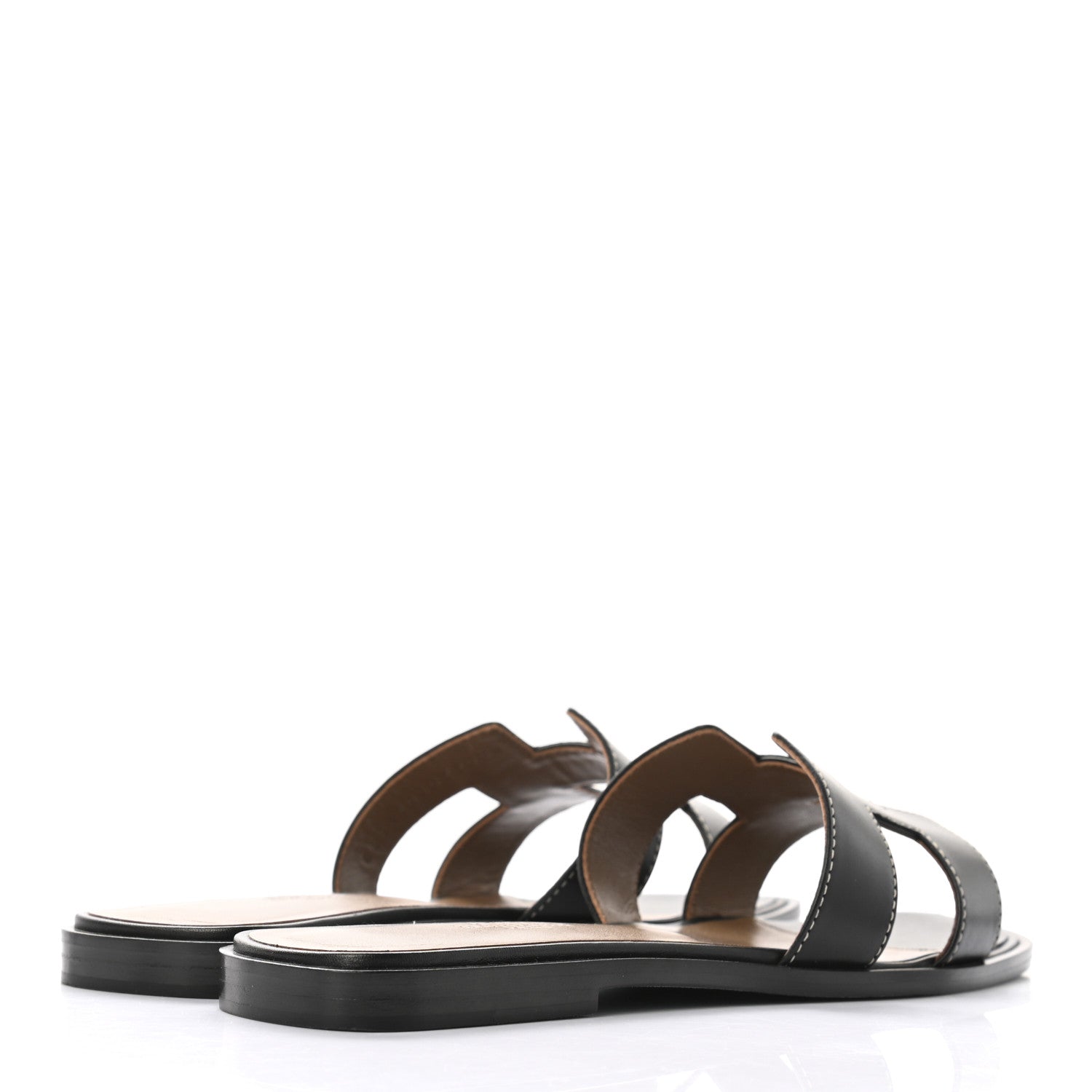 Hermes Box Calfskin Oran Sandals 38 Black 4 of 8