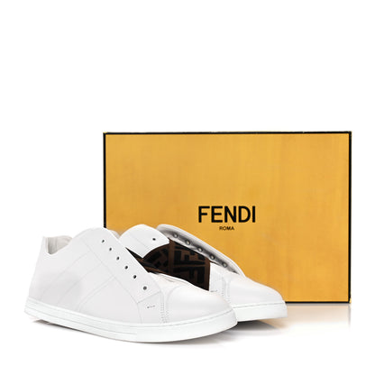 Fendi Calfskin FF Mens Slip On Sneakers 9 White Maya Black 9 of 9