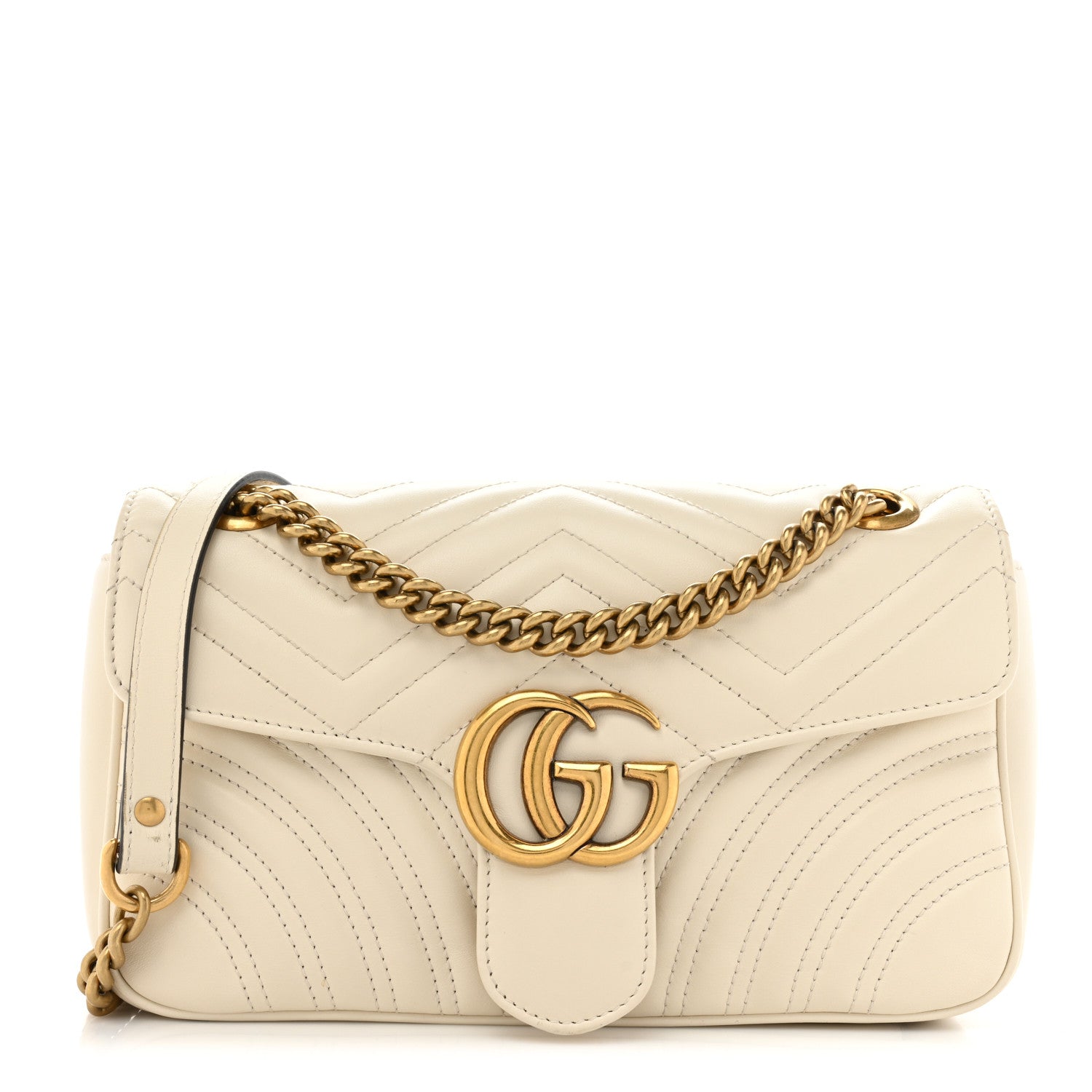 Gucci Calfskin Matelasse Small GG Marmont Shoulder Bag White 1 of 13