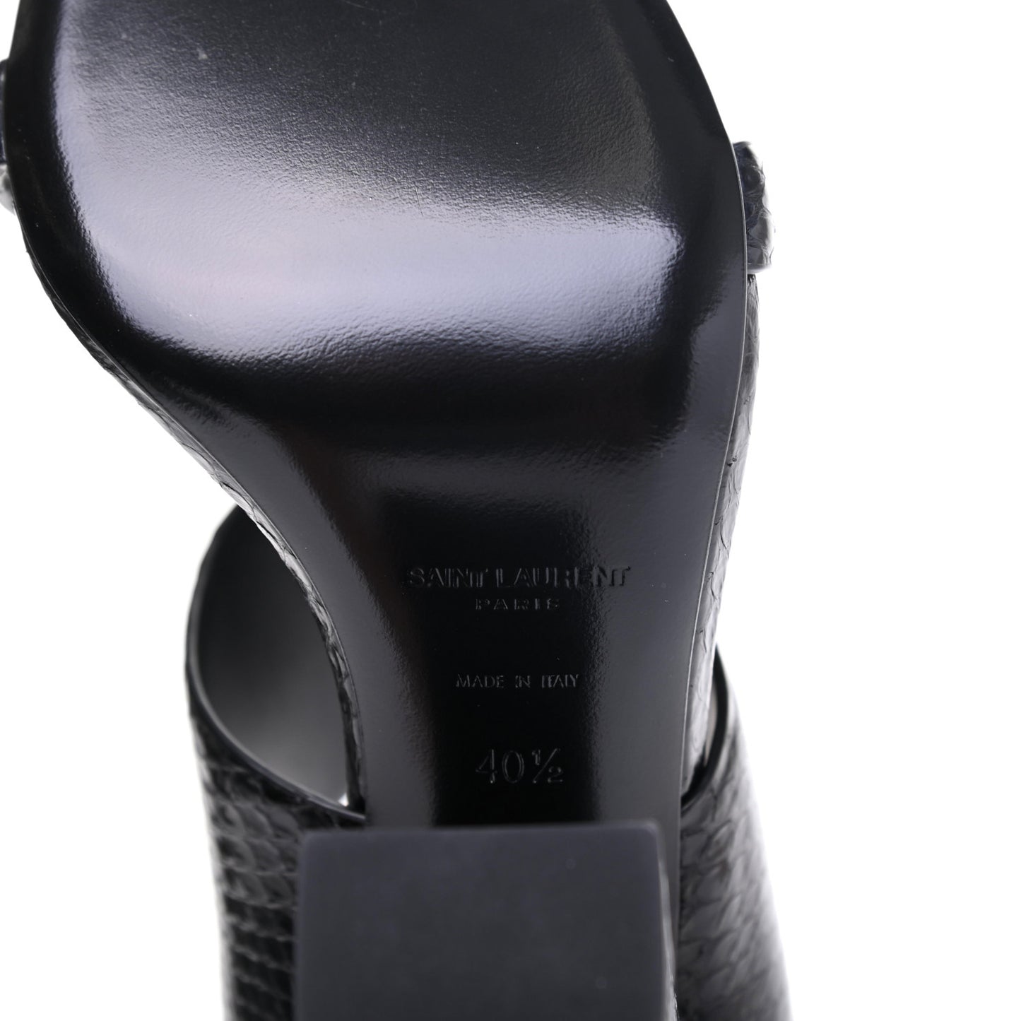 Snakeskin Oak Mule Sandals 40.5 Black