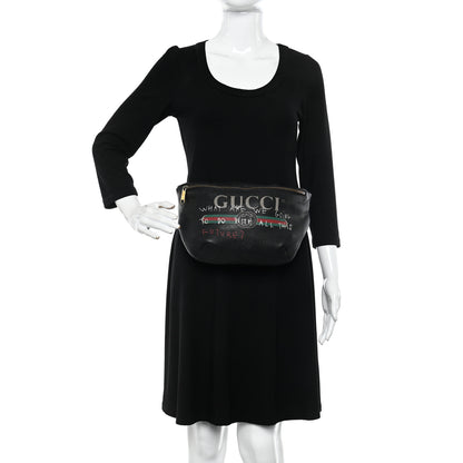Gucci Grained Calfskin Coco Capitan Logo Belt Bag Black 2 of 16