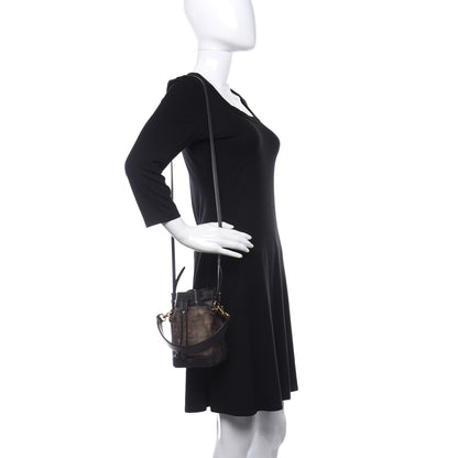 Fendi Mesh Vitello Grace F is Fendi FF 1974 Mini Mon Tresor Bucket Bag Marrone Black Ebano 2 of 9