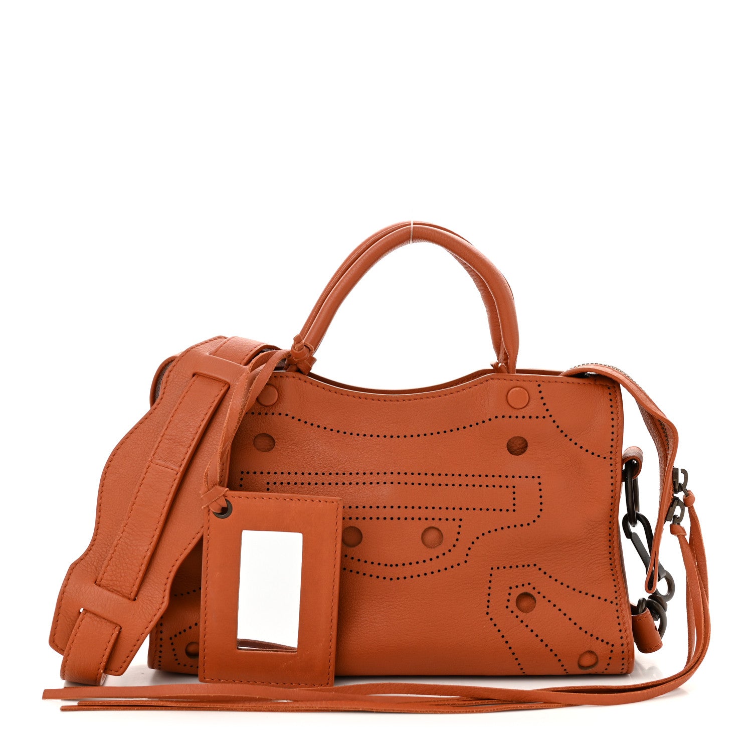 Balenciaga Veau Grana Perforated Blackout Hardware Mini City Marron Caramel 3 of 12