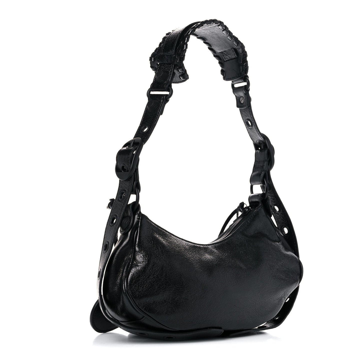 Agneau Arena Monochrome Le Cagole Shoulder Bag XS Black