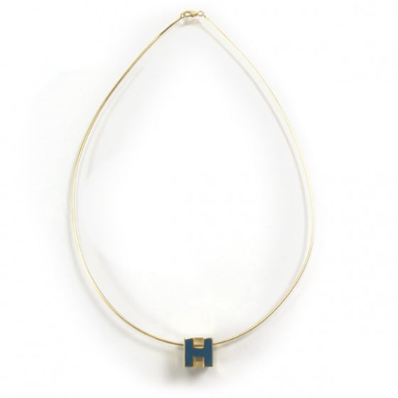 Gold Cage d H Necklace Bleu