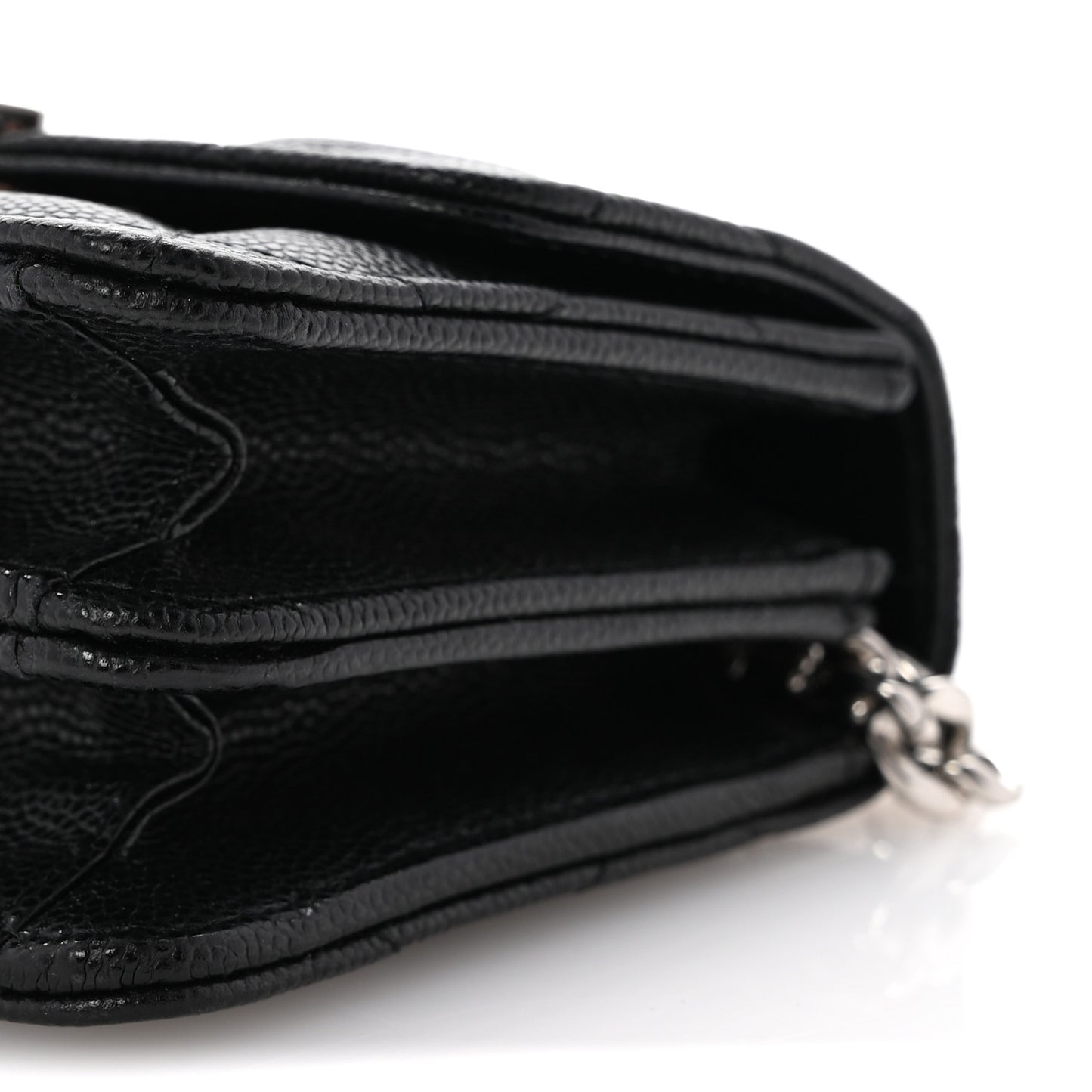 Caviar Quilted Pick Me Up Clutch With Chain Black