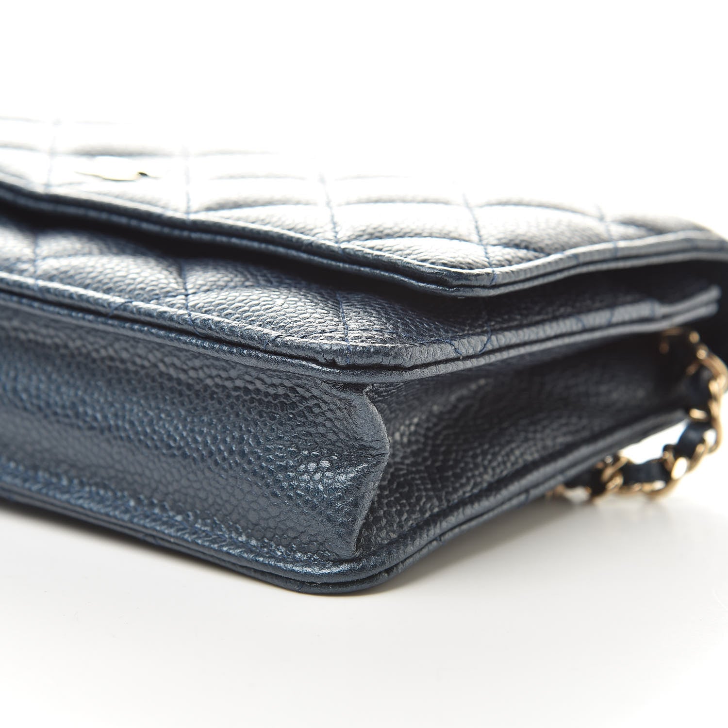 Chanel Iridescent Caviar Quilted Wallet On Chain WOC Dark Blue 11 of 12