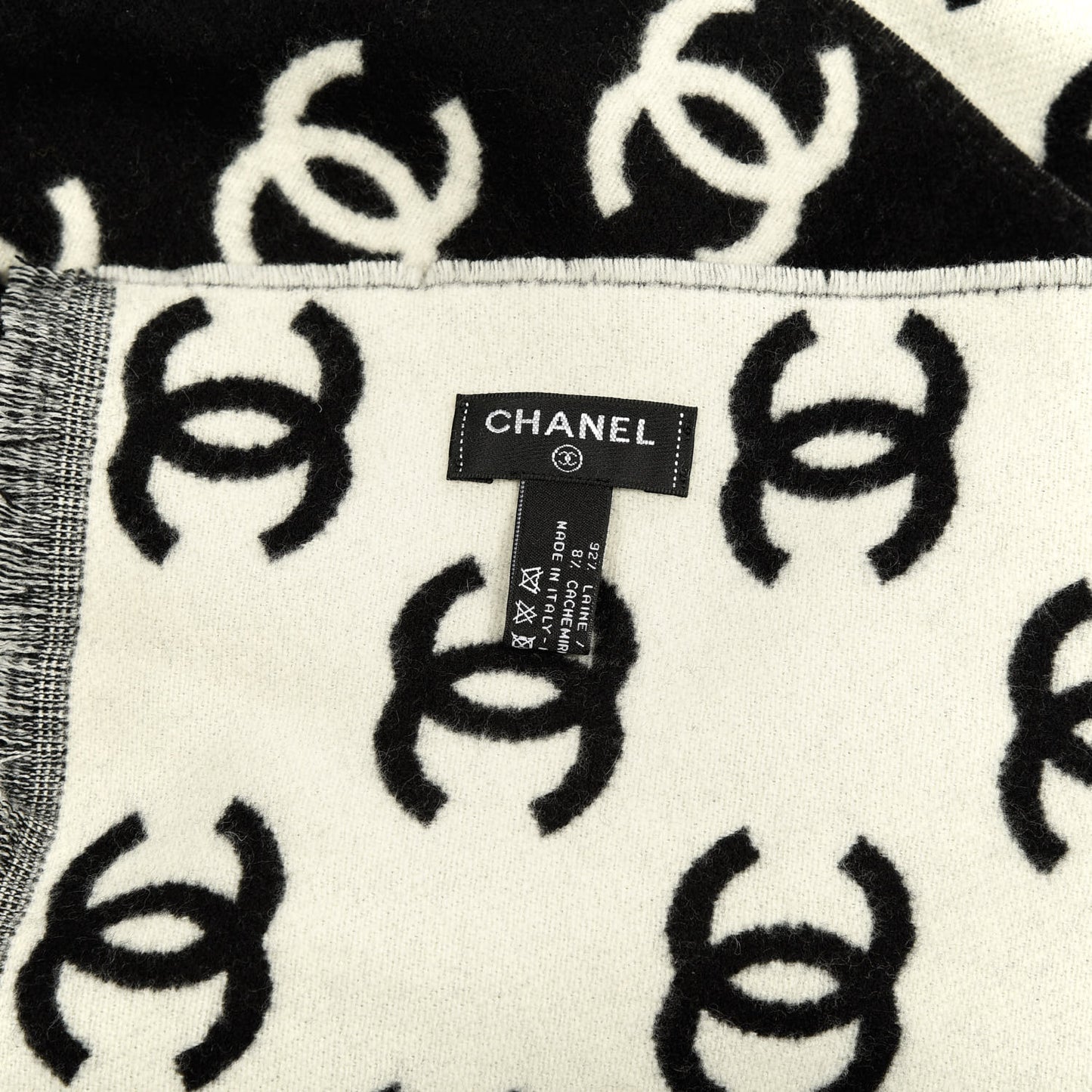 Wool Cashmere CC Scarf Black White