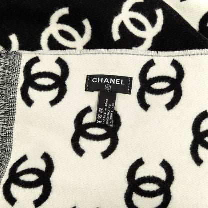 Chanel Wool Cashmere CC Scarf Black White 3 of 3