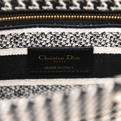 Christian Dior Canvas Houndstooth Embroidered Medium Lady D-Lite Black White 6 of 11