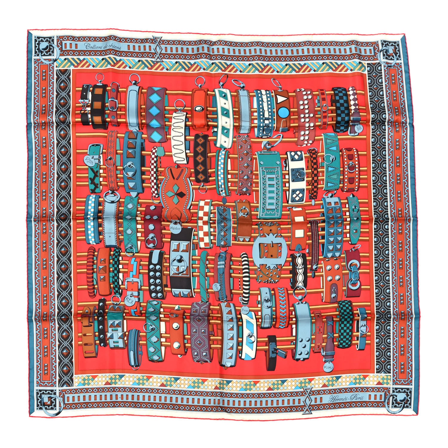 Hermes Silk Colliers de Chiens Scarf 90 1 of 6