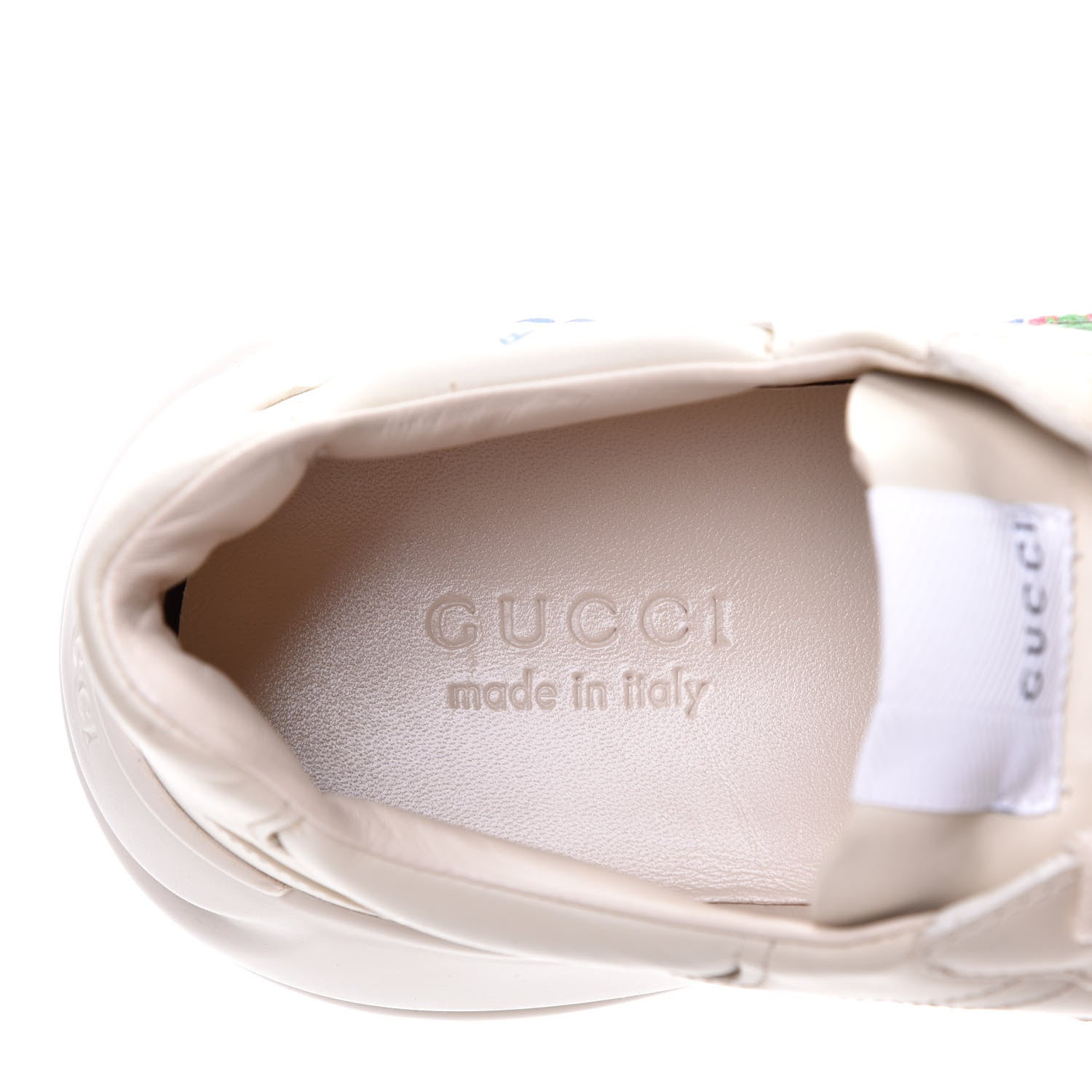 Gucci Calfskin Hawaii Printed Mens Rhyton Sneakers 8.5 White 6 of 9