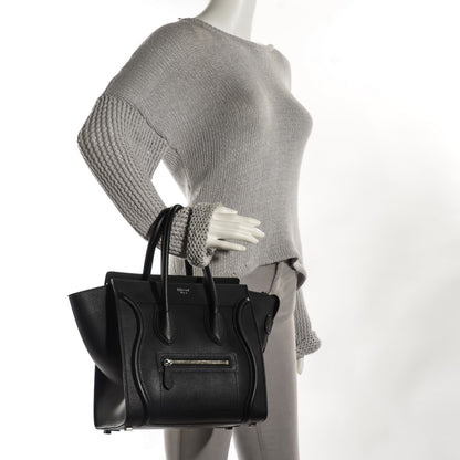 Celine Drummed Calfskin Micro Luggage Black 2 of 8